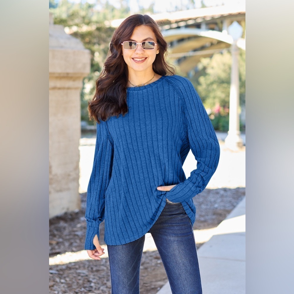 Textured Haven Casual Ribbed Sweater
